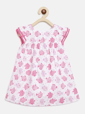 Girls Medium Pink Short Sleeve Woven Dress